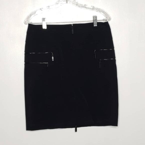 Escada Black Skirt Two Way Zipper Edgy Pockets A-Linen Nylon Women 38 US 8 - Picture 3 of 8